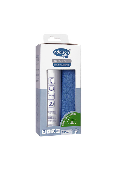 ADDISON 300871, Ekran Temizleyici Sprey 250ml. Microfiber Bez ile Birlikte