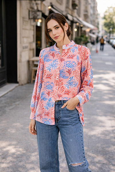 LINELLE Salmon Pink Coastal Print Shirt