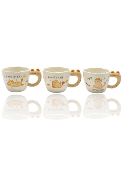 CAVAŞ sun hat 3D Cat Figured Mug Cup Product Dimensions; 10*8 cm