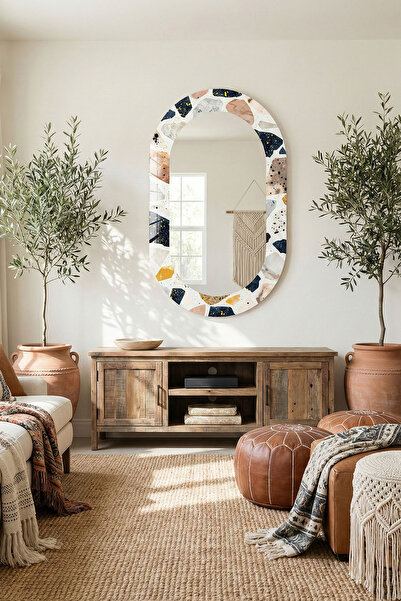 Decorita Dekor Camı ve Ayna | Art Frame Terrazzo Dekoratif Ayna | 110cm x 70cm