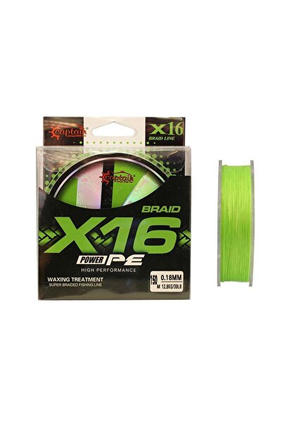 CAPTAIN X16 Power Pe 16 Strand Spin Fishing Line 150Mt Light Green 0.