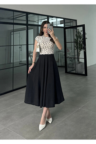 manana fashion Γυναικεία μπορντό φούστα μίντι με ψηλή μέση από ύφασμα Lyocell