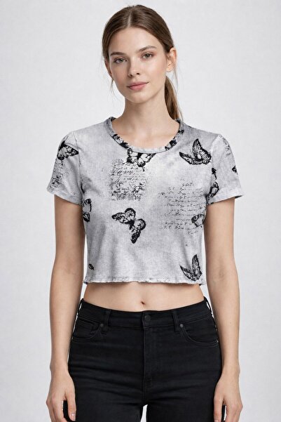 NoVibe Νέο γυναικείο μπλουζάκι με στάμπα πεταλούδας