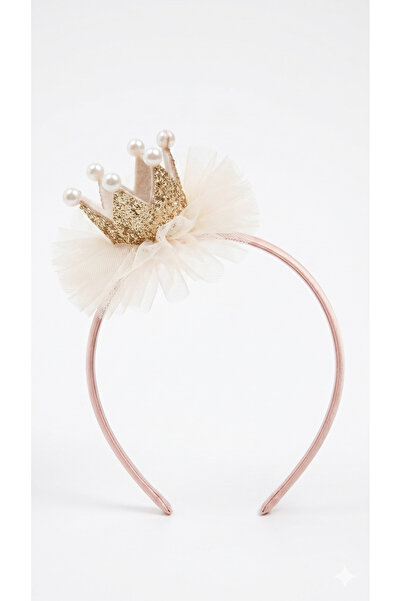 Laria Χαριτωμένο παιδικό στέμμα για πάρτι σε χρώμα μπεζ πριγκίπισσας με γκλίτ...