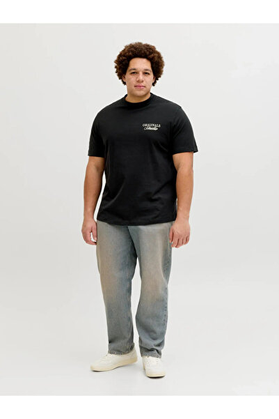 Jack & Jones JORNORREBRO ΜΑΥΡΟ ΑΝΔΡΙΚΟ T-SHIRT ΜΕ ΣΤΑΜΠΑ ΜΕΓΑΛΟΥ ΜΕΓΕΘΟΥΣ 122...