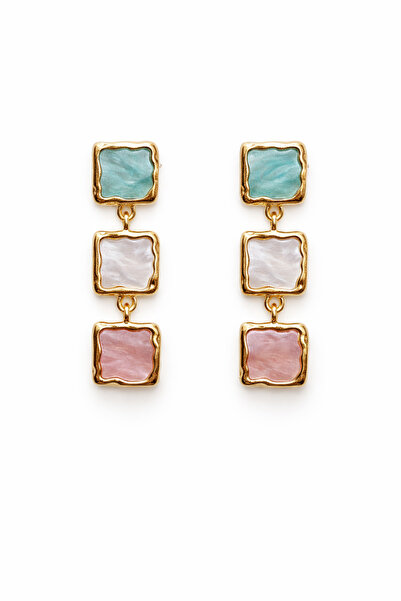Angelovia Colorful Pearlescent Dangle Women's Steel Earrings