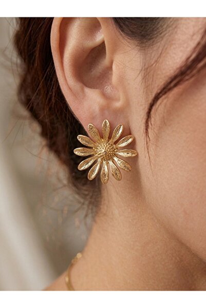 EKİDORA Gold Floriya Daisy Earrings Women's Steel Non-Tarnish Non-Allergenic ...