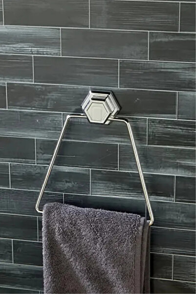 Northern Star Yapışkanlı Üçgen Gümüş Metal Havluluk Askısı Banyo Düzenleyici
