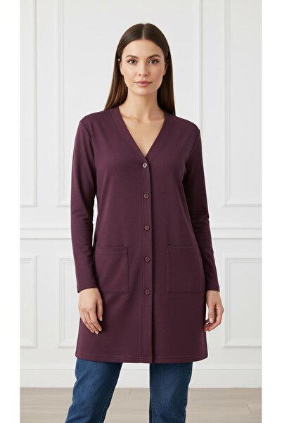 Kuraff Giyim Women's Mother Black Buttoned Long Tunic Slim Combed Cotton Card...