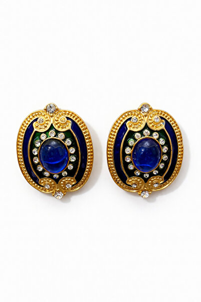 Angelovia Vintage Blue Stone Women's Steel Earrings