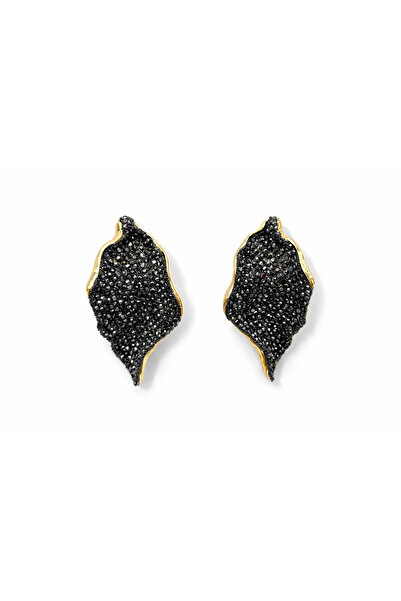 Angelovia Black Zircon Stone Women's Steel Earrings
