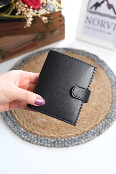 Norvi Leather Çıtçıtlı Fermuarlı Hakiki Deri İsme Özel Kadın - Erkek Cüzdan 1332
