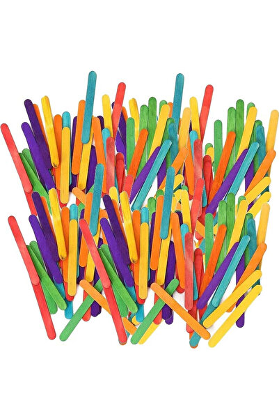 Qing Mian 50 pcs Colourful Wooden Chip Craft Stick 11.4 cm*1 cm