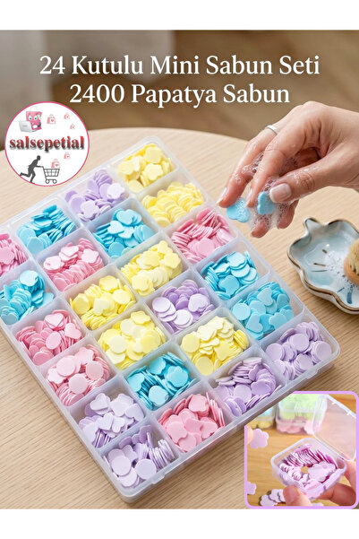 Salsepetial 24’lü Kutulu 2400 Adet Çiçek Kokulu Mini El Sabunu Eriyen Mini Ka...