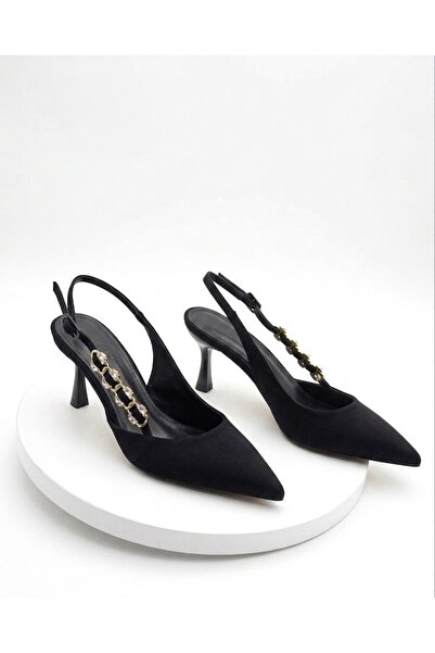 RMY SHOES Kadın Taş Detaylı İnce Topuklu Slingback Ayakkabı
