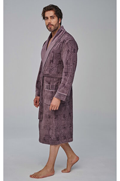 Nuşa Şıkyaka Pyramid Pattern Bamboo Cotton Men's Robe