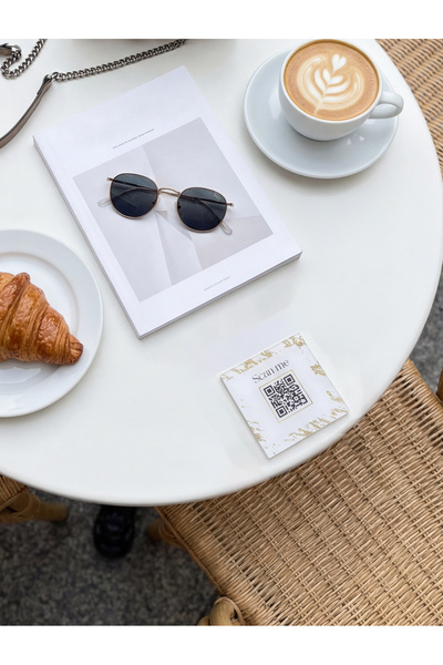 arslart Pleksi QR Menü 8x8 cm Masa Üstü QR Kod Menü, Kafe Restoran QR Menü, K...