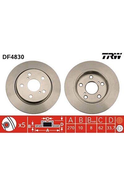 TRW DF4830 FREN DISKI ARKA 42431-12280 2'li Paket
