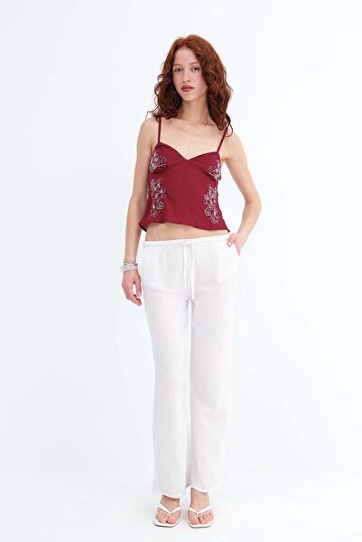 Addax Waist Tie Belted Trousers Pn5502