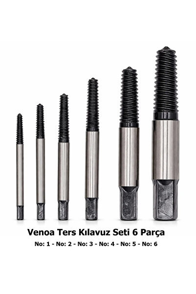 Venoa Ters Kılavuz Seti 6 Parça Vida Sökme Aparatı Kırık Vida Çıkarıcı Civata...