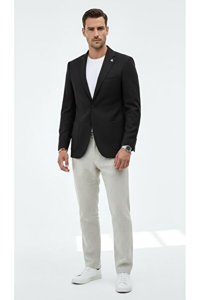 Plus Scorpion Men's Slim Fit Blazer Jacket Single Button Double Slit Pocket H...