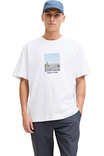 Jack & Jones JACK &JONES Norrebro Photo LN tricou - 12291022-Alb strălucitor