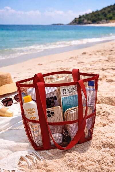 bb butik basic Διαφανής Μαύρη Διχτυωτή Τσάντα Καθημερινής Χρήσης & Παραλίας S...