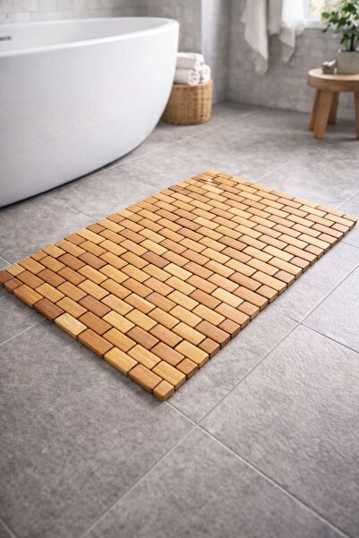 CİHO Αντιολισθητικό χαλάκι μπάνιου από μπαμπού, πτυσσόμενο φυσικό αντιολισθητ...