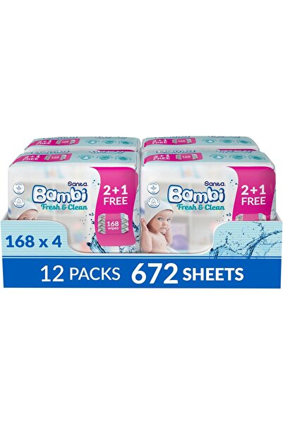Sanita Bambi Fresh & Clean Baby Wipes, 12x56, 672 Wipes