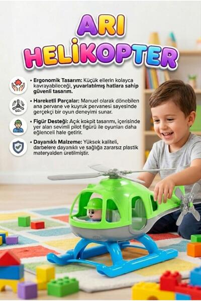 Tıfıl Toys Fileli Figürlü Arı Helikopteri Tekerlekli Döndürülebilir Pervaneli...