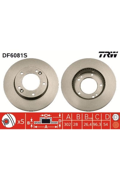 TRW DF6081S FREN DISKI ON 517123E000 2'li Paket