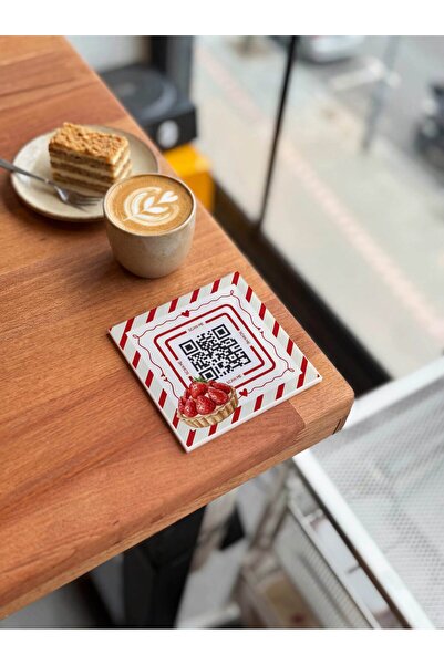 arslart Pleksi QR Menü 8x8 cm Masa Üstü QR Kod Menü, Kafe Restoran QR Menü, K...