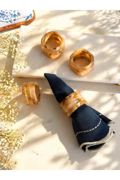 ROSSEV Δαχτυλίδια για χαρτοπετσέτες καφέ, σετ 4 τεμαχίων