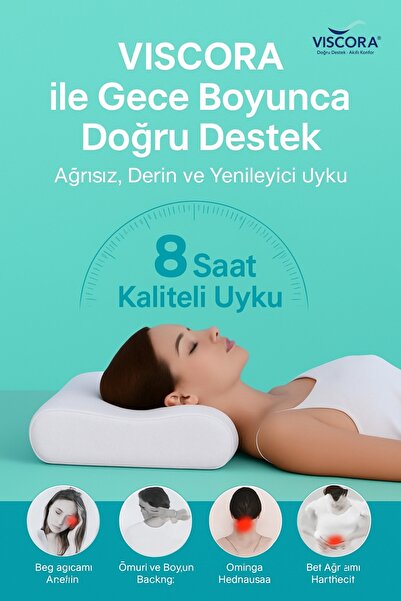 VISCORA Akıllı Visco Köpük Yastık – Ergonomik Kafa ve Omurga Desteği
