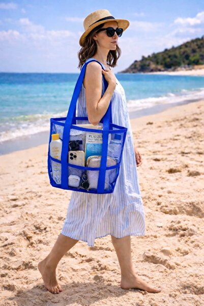 bb butik basic Διαφανής Μαύρη Διχτυωτή Τσάντα Καθημερινής Χρήσης & Παραλίας S...