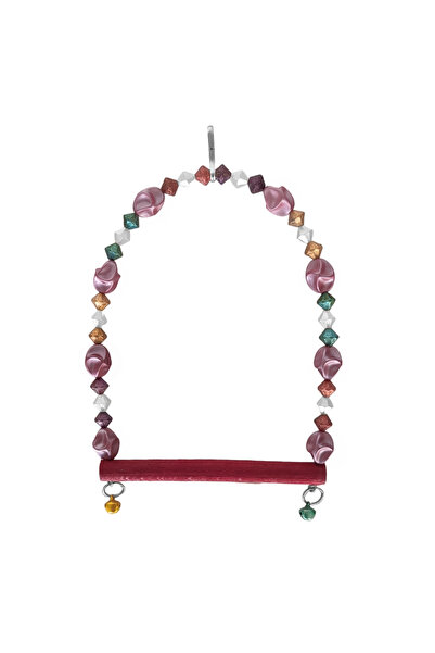 Generic Brand Beaded and Perched Bird Swing 10 Cm-14 cm Claret Red