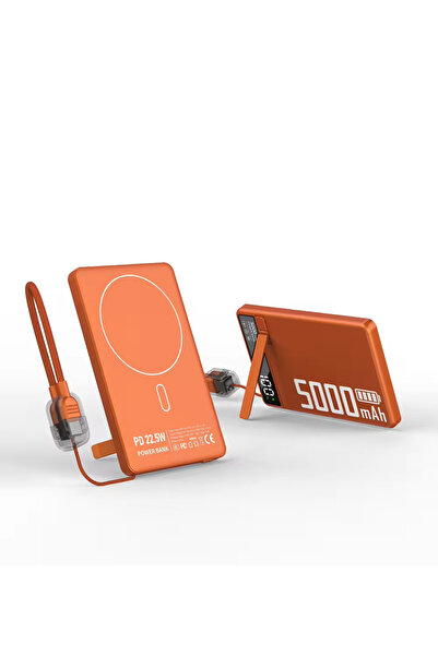 Mmctech LED Göstergeli Powerbank Hızlı Şarj Edilebilir Type-C Kablolu Powerba...