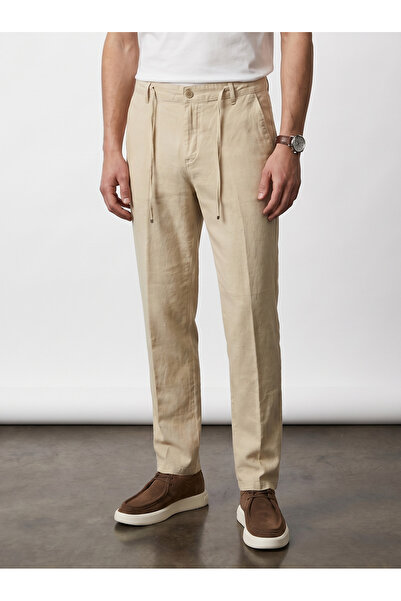BASEL.CO Ελαστικό λινό παντελόνι jogger με δέσιμο στη μέση