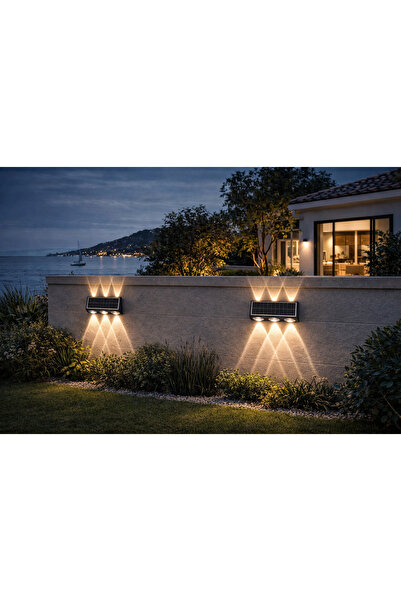 6 LED Güneş Enerjili Duvar Lambası – Çift Yönlü Çarpıcı Işık Efekti