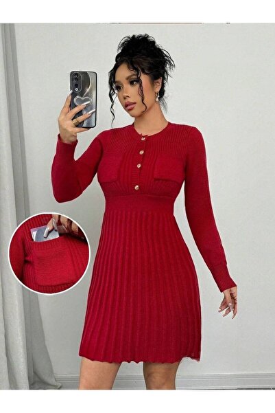 Iuliashop Rochie scurtă tricotată roșie Aliona - S