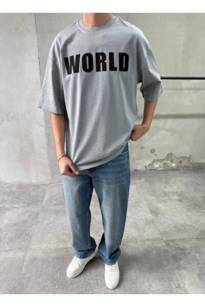 DIFRANSEL JEANS Πλενόμενο μπλουζάκι με στάμπα World Oversize