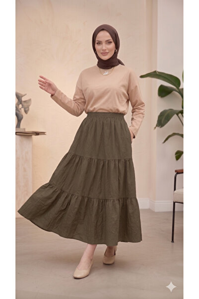 VıoShıne Women's Elastic Waist Lined Kraş Bohemian Skirt