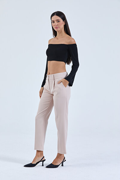 Teloris Narrow Leg Belted Woven Women's Trousers