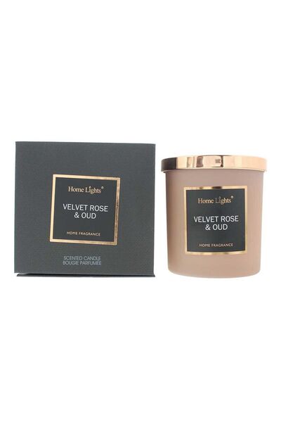 Home Lights Trandafir de Catifea și Oud, Lumânare Parfumată, 215 g
