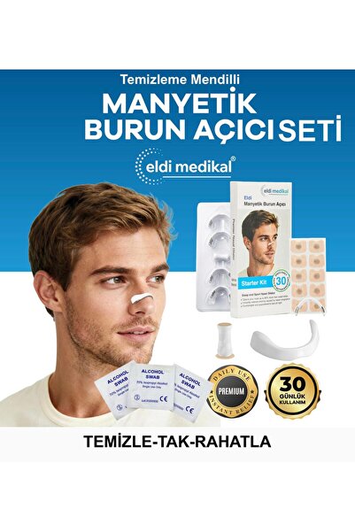 Eldi Medikal Manyetik Burun Bandı (30 Çift, Beyaz) - ALKOL TEMİZLEME MENDİLLİ (15 ADET TEMİZLEME MENDİLİ)