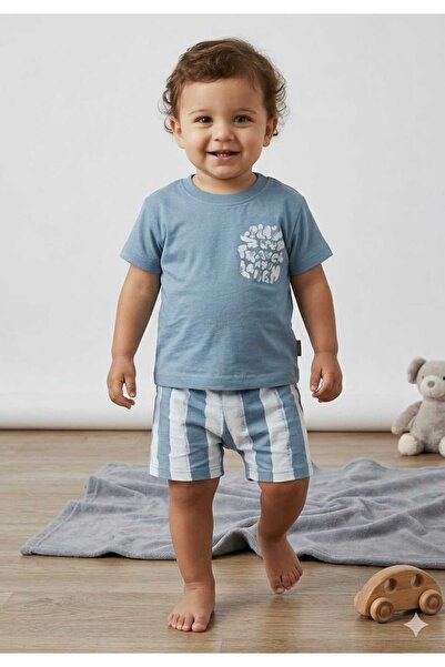 MonAlisa Kids Baby Boy Striped Shorts Set