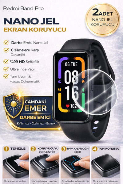 Astakos واقي شاشة نانو جل متوافق مع Redmi band pro، قطعتين، ممتص للصدمات، تغط...