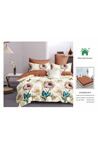 GeoMateX Double Duvet Cover Set with Stretchy in finet, Pucioasa 6 pieces, 2 ...