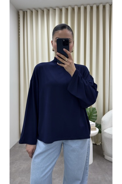 YOUR NAME ψηλός λαιμός oversized Ρευστή εφαρμογή Μπλούζα