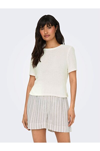 ONLY ONLSUNNY S/S PULLOVER KNT NOOS Γυναικείο Λευκό Πουλόβερ - 15254282